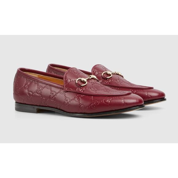 Gucci Rosso Ancora Red Horsebit GG Jordaan Flat Loafer 39 - Picture 1 of 8